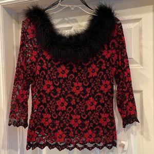 J. Ribkoff lace top with fur